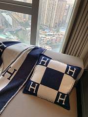 Hermes Blanket & Pillow In Navy Blue - 2