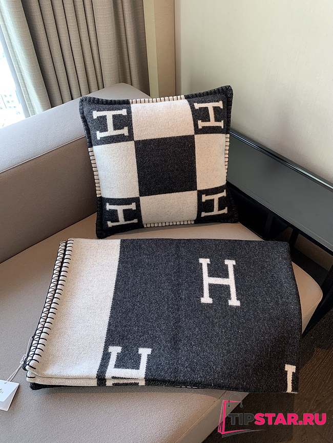 Hermes Blanket & Pillow In Black - 1