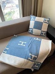 Hermes Blanket & Pillow In Blue - 4