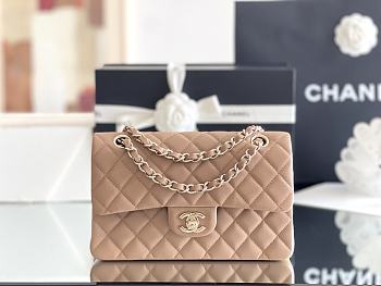 Chanel Classic Flap Bag Carviar Leather In Dark beige Size 23 cm