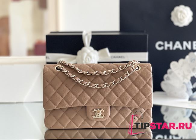 Chanel Classic Flap Bag Carviar Leather In Dark beige Size 25.5 cm - 1