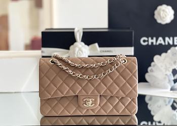 Chanel Classic Flap Bag Carviar Leather In Dark beige Size 25.5 cm