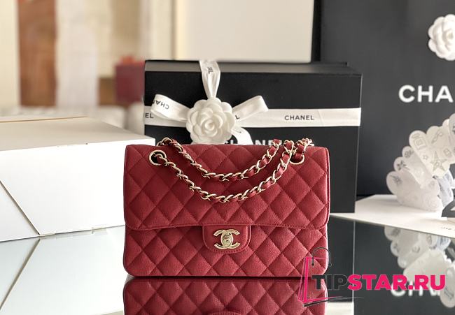 Chanel Classic Flap Bag Carviar Leather In Red Size 23 cm - 1