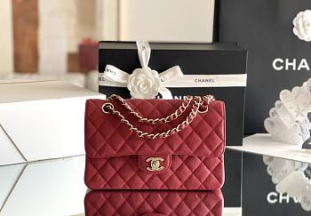Chanel Classic Flap Bag Carviar Leather In Red Size 23 cm