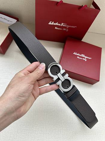 Ferragamo Belt In Silver/Gold Buckle 34mm Black