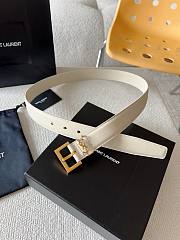 Ysl Calfskin Women Belt In White 3 cm - 6