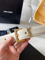 Ysl Calfskin Women Belt In White 3 cm - 5