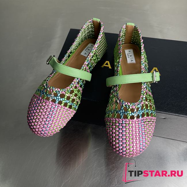 Alaia color-blocked woven shoes 05 - 1