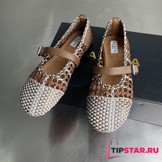 Alaia color-blocked woven shoes 04 - 1