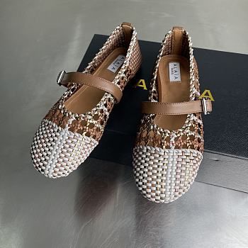 Alaia color-blocked woven shoes 04