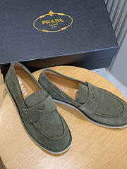 Prada 2025 bleached suede loafers in green - 2
