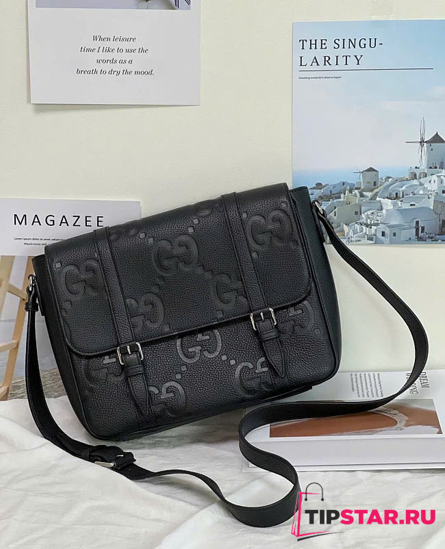 Gucci GG jumbo medium messeger bag in black - 1