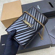 YSL Cassandre Matelassé Chain Wallet In Black Lambskin - 3