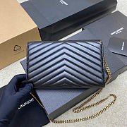 YSL Cassandre Matelassé Chain Wallet In Black Lambskin - 2