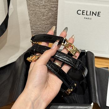 Celine Triomphe Arch Women's Stretch Belt 1.8 cm In Black gold hardware 01