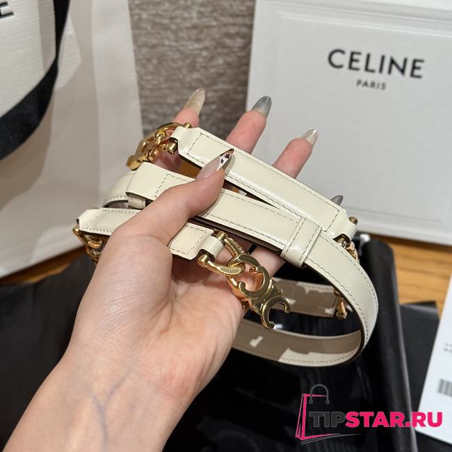Celine Triomphe Arch Women's Stretch Belt 1.8 cm In White - 1