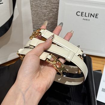 Celine Triomphe Arch Women's Stretch Belt 1.8 cm In White