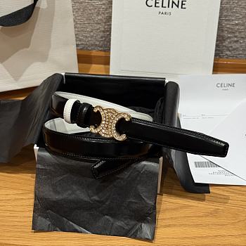 Celine Triomphe Classic Reversible Belt 2.5 cm In Black/White