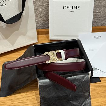 Celine Triomphe Classic Reversible Belt 2.5 cm In Burgundy/White
