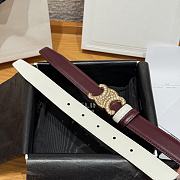 Celine Triomphe Classic Reversible Belt 2.5 cm In Burgundy/White - 6