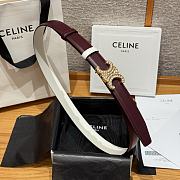Celine Triomphe Classic Reversible Belt 2.5 cm In Burgundy/White - 4