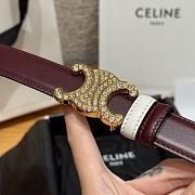 Celine Triomphe Classic Reversible Belt 2.5 cm In Burgundy/White - 2