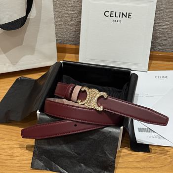 Celine Triomphe Classic Reversible Belt 2.5 cm In Burgundy/Pink