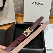 Celine Triomphe Classic Reversible Belt 2.5 cm In Burgundy/Pink - 3