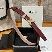 Celine Triomphe Classic Reversible Belt 2.5 cm In Burgundy/Pink - 5