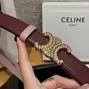 Celine Triomphe Classic Reversible Belt 2.5 cm In Burgundy/Pink - 6