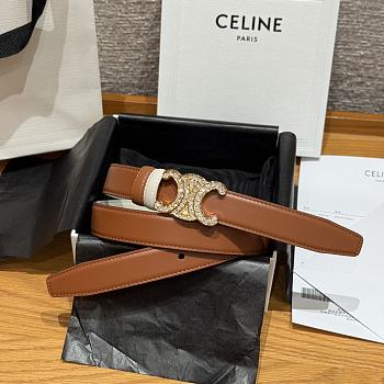 Celine Triomphe Classic Reversible Belt 2.5 cm In Brown/White