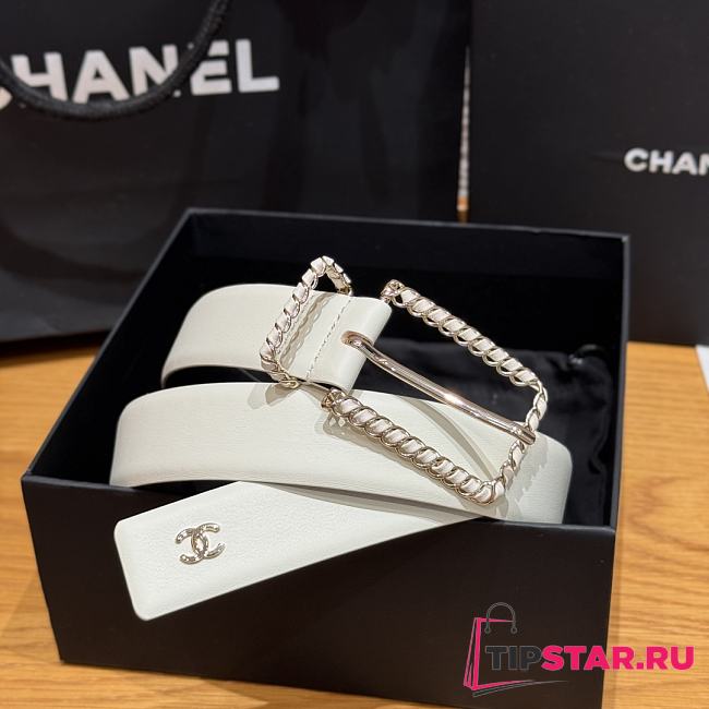 Chanel Twisted Pin Buckle Belt 3 cm In White - 1