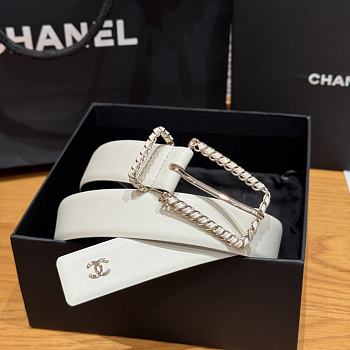 Chanel Twisted Pin Buckle Belt 3 cm In White