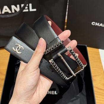 Chanel Twisted Pin Buckle Belt 3 cm In Black