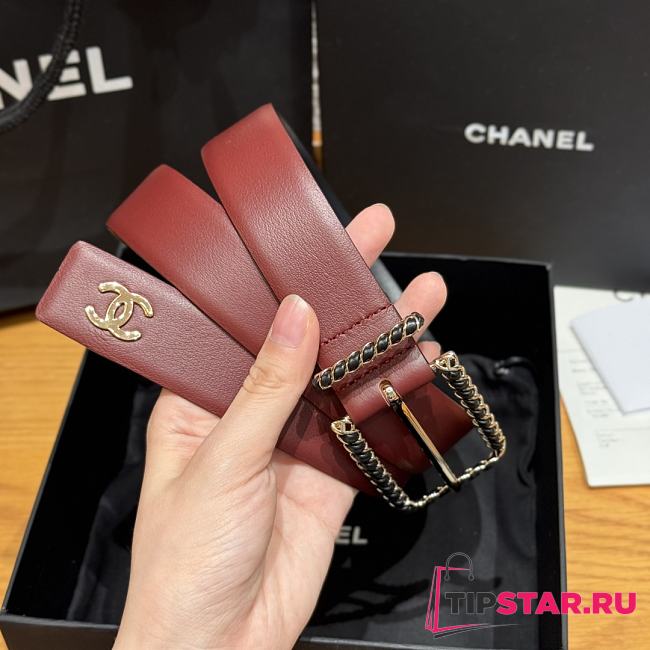 Chanel Twisted Pin Buckle Belt 3 cm In Red - 1