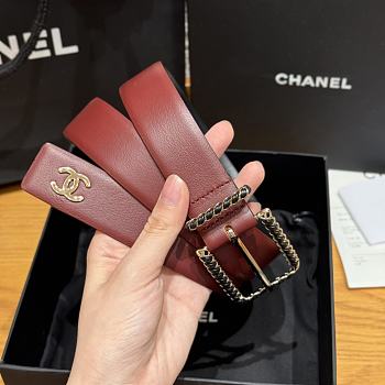 Chanel Twisted Pin Buckle Belt 3 cm In Red