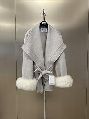 Max Mara Autumn/Winter Wool Coat with Detachable White Fox Fur Cuffs 01 - 1