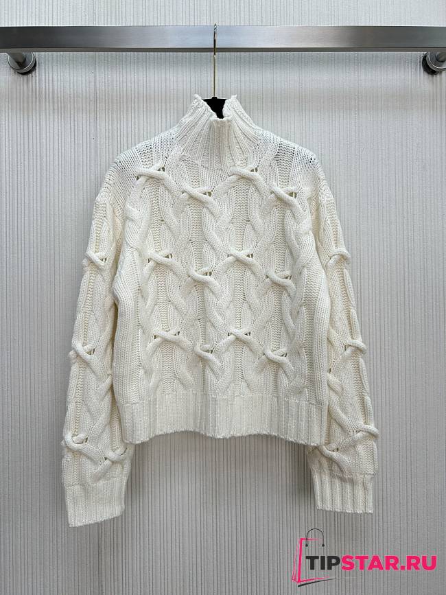 Chanel hand-crocheted cashmere pullover sweater in white - 1