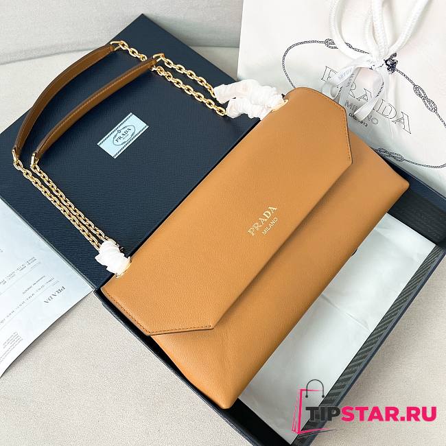 Prada Doux medium leather shoulder bag brown - 1