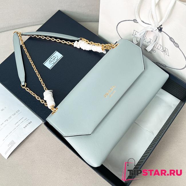 Prada Doux medium leather shoulder bag blue - 1