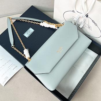 Prada Doux medium leather shoulder bag blue