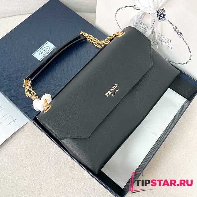 Prada Doux medium leather shoulder bag black - 1
