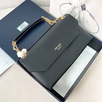 Prada Doux medium leather shoulder bag black