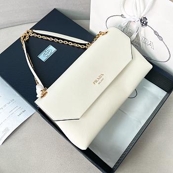 Prada Doux medium leather shoulder bag white