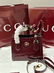 Gucci Diana Bamboo Mini Tote Bag In Burgundy - 1