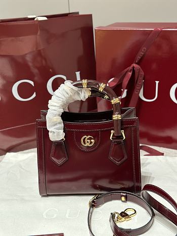 Gucci Diana Bamboo Mini Tote Bag In Burgundy
