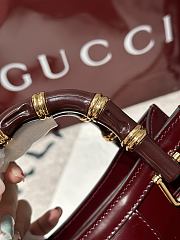 Gucci Diana Bamboo Mini Tote Bag In Burgundy - 6