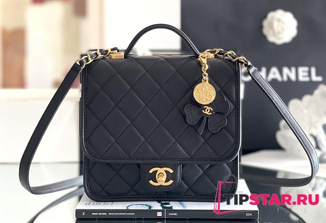 Chanel 25B Four-Leaf Clover Charm Backpack In Black - 1