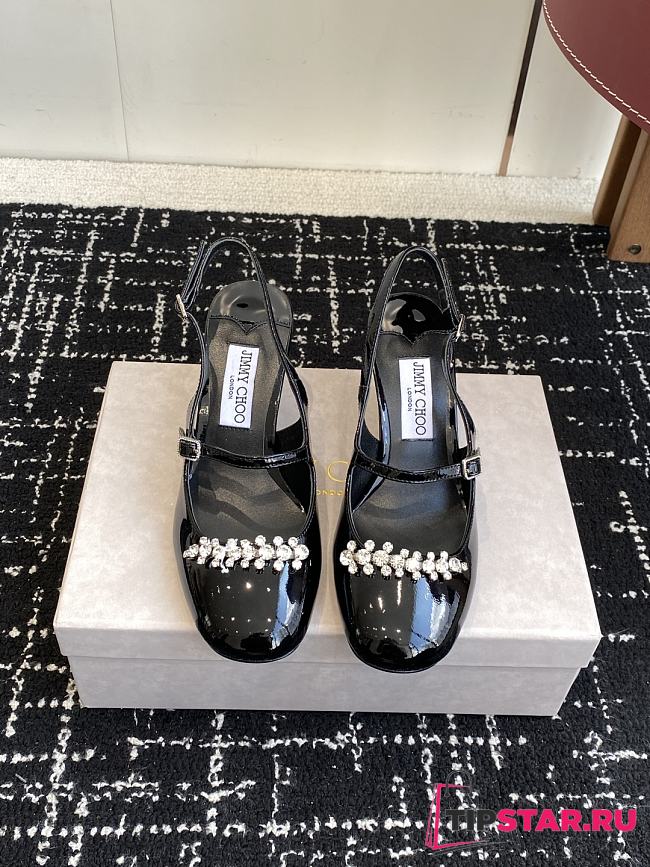 Jimmy Choo Belinda Sling Back 70 Deep Merlot Patent Leather Slingbacks 02 - 1