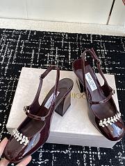 Jimmy Choo Belinda Sling Back 70 Deep Merlot Patent Leather Slingbacks 01 - 4